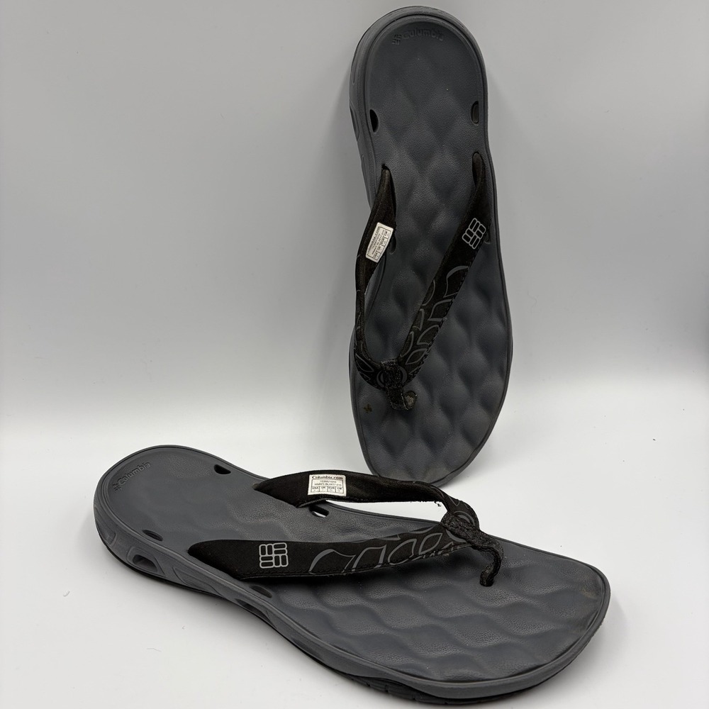 Columbia Flip Flops Omni Grip Gray & Plaid Tech-Lite Sandals Women's size 9